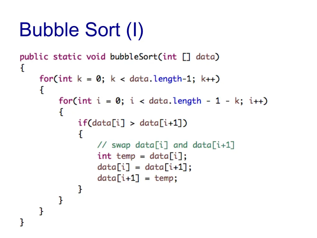 bubble sort i