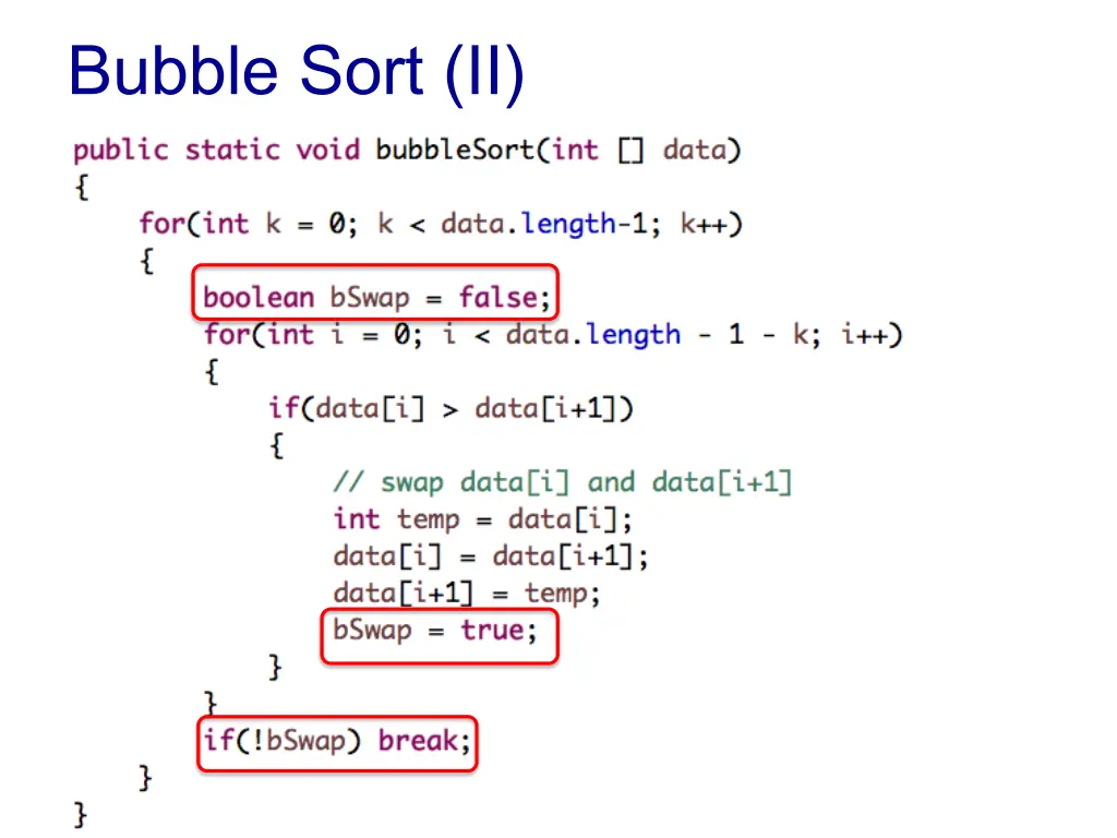 bubble sort ii