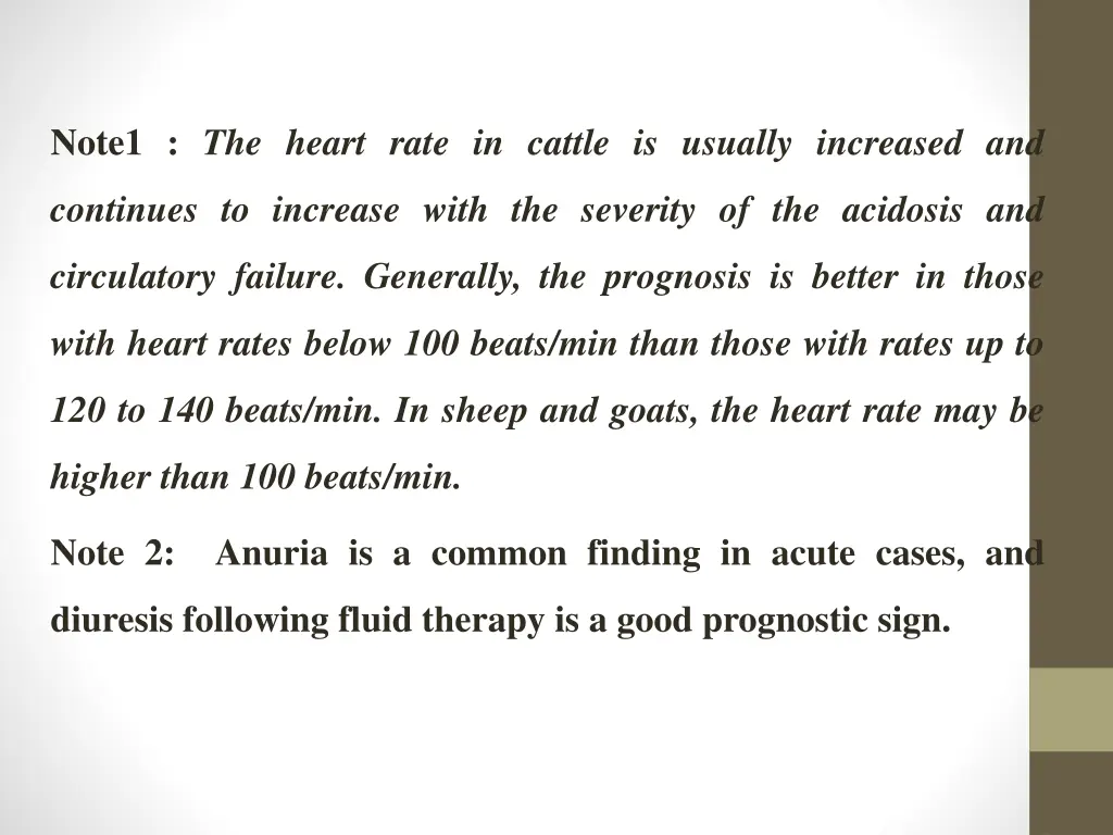 note1 the heart rate in cattle is usually