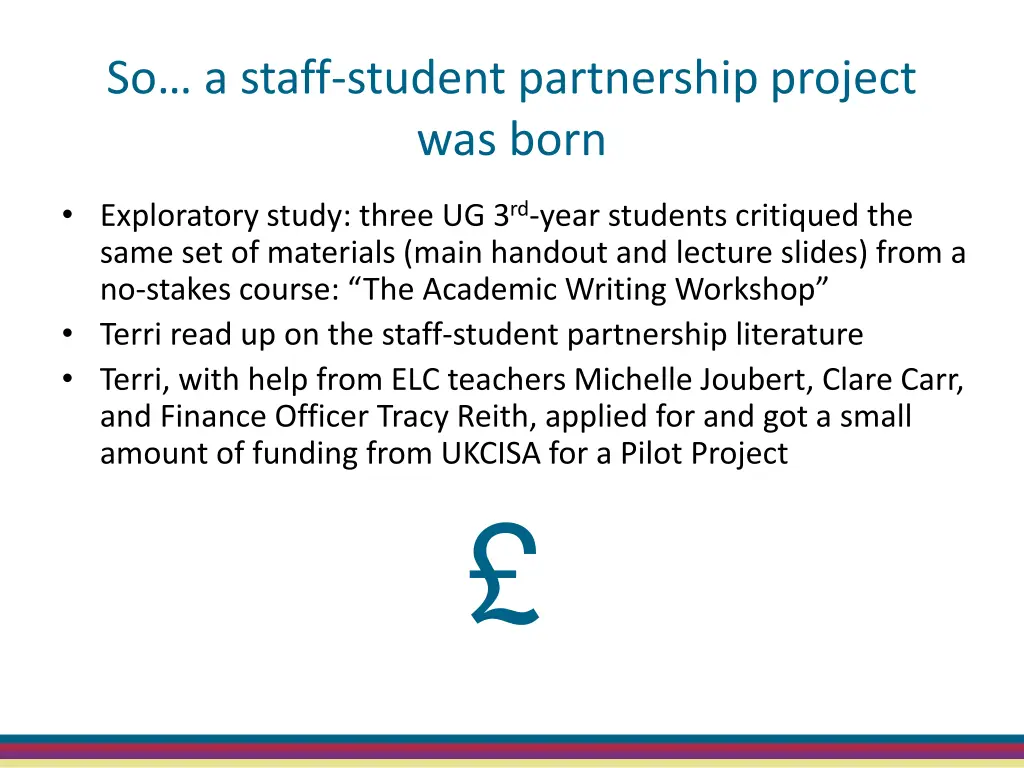 so a staff student partnership project was born