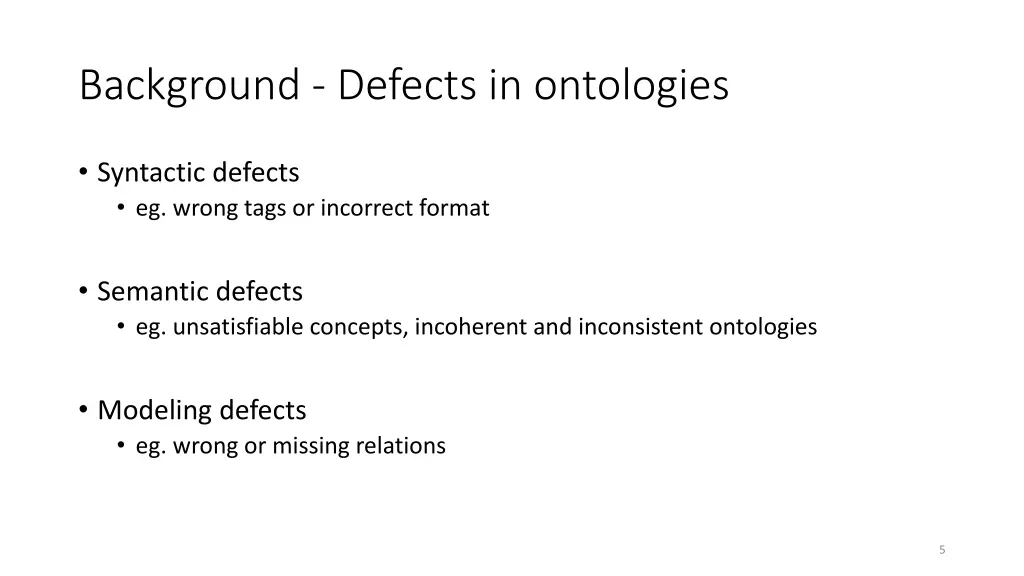 background defects in ontologies