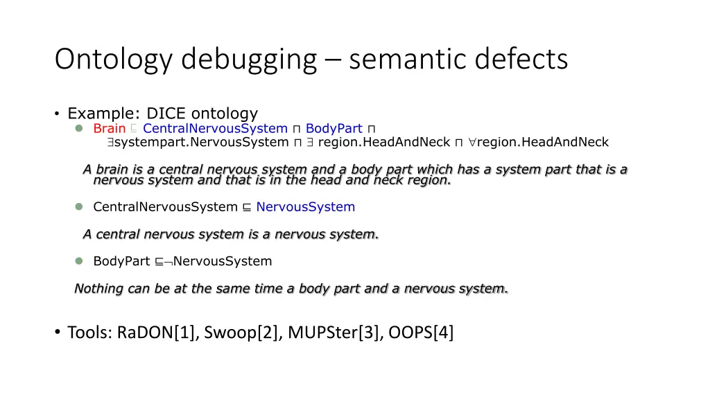 ontology debugging semantic defects