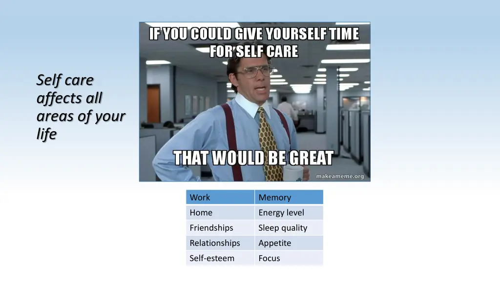 self care affects all areas of your life
