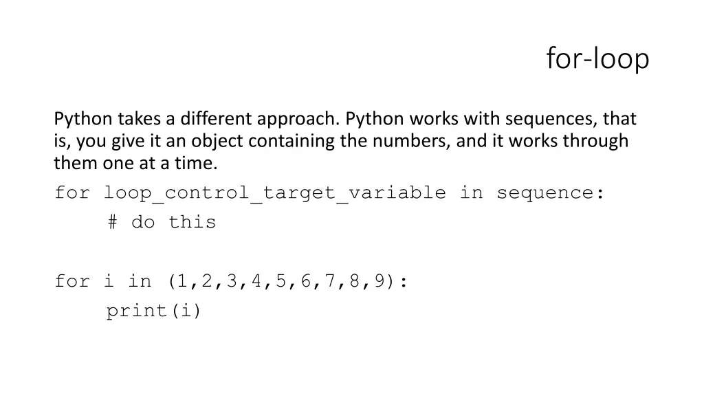 for loop
