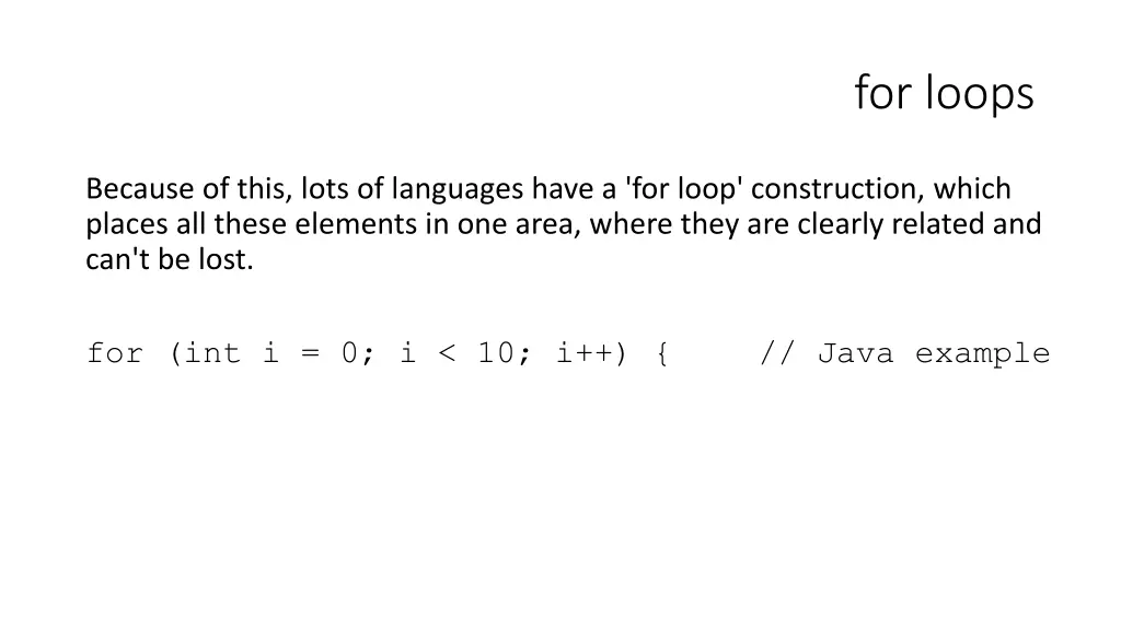 for loops