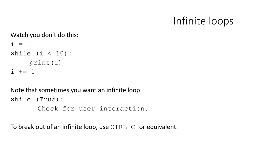 infinite loops