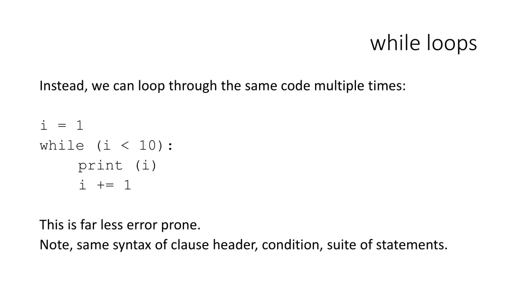 while loops