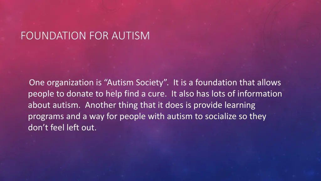 foundation for autism