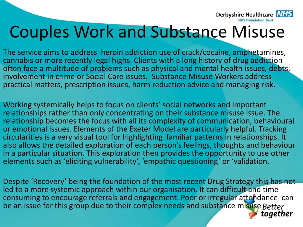 couples work and substance misuse