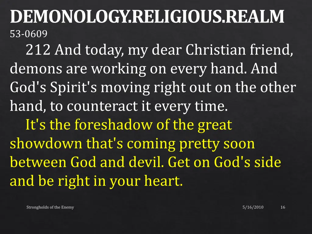 demonology religious realm 53 0609 212 and today