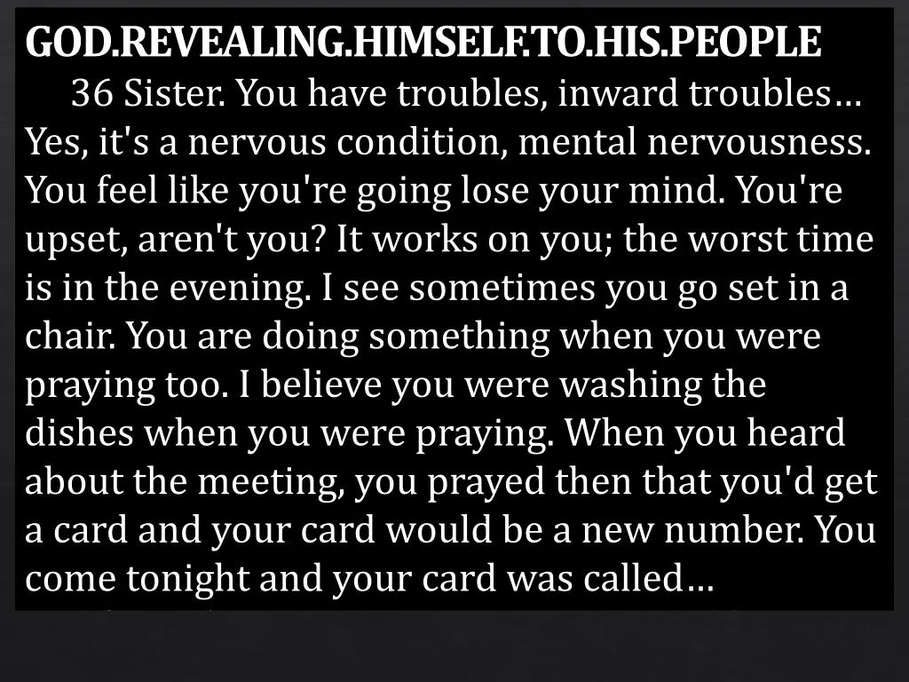 god revealing himself to his people 36 sister