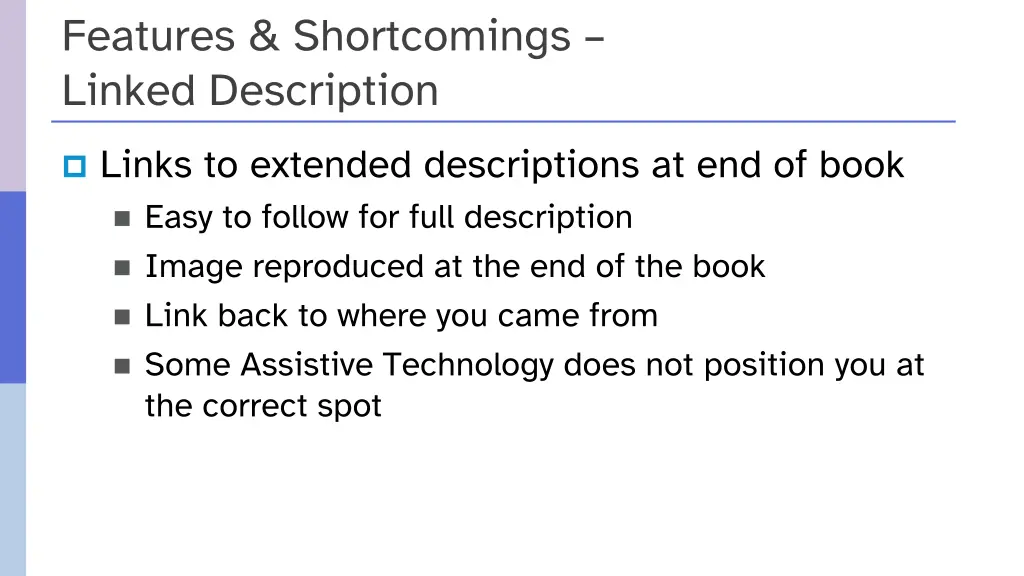 features shortcomings linked description