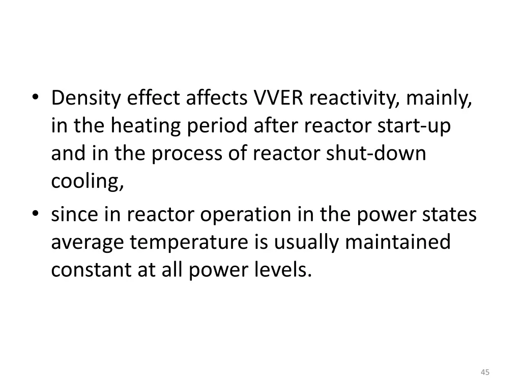 density effect affects vver reactivity mainly