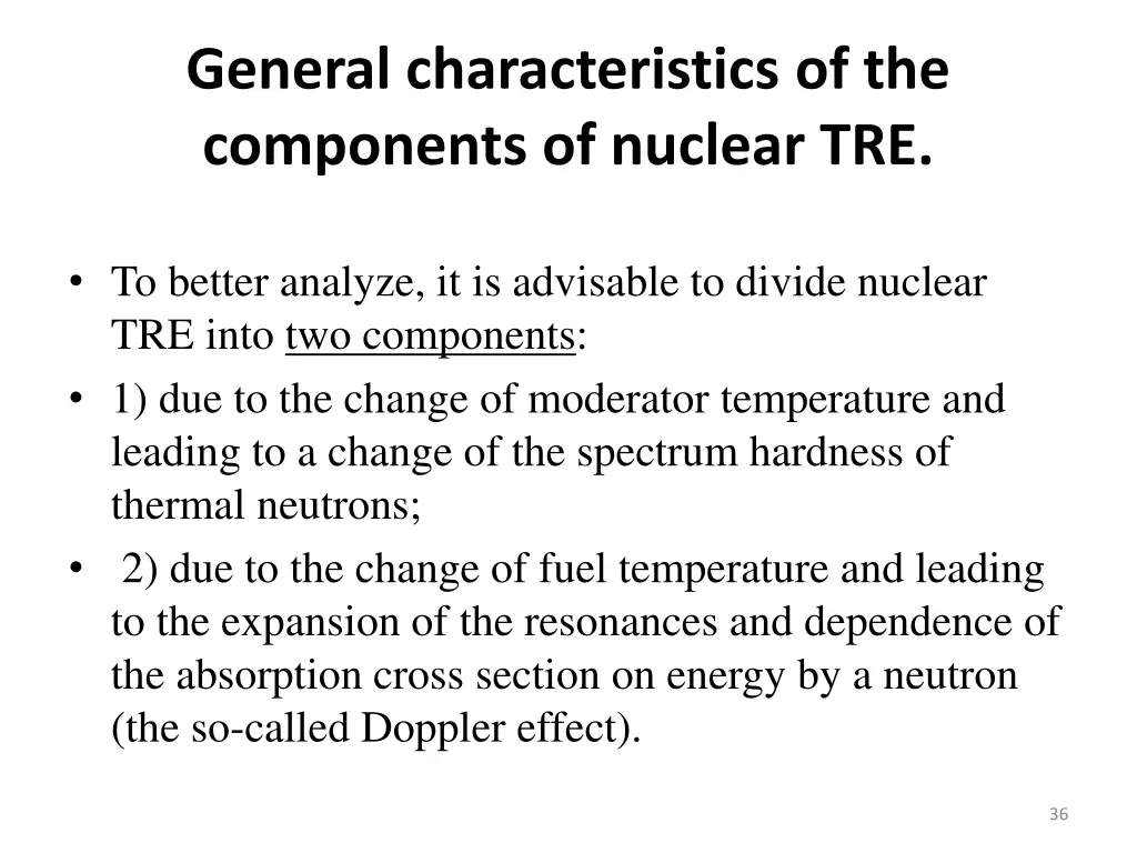 general characteristics of the components