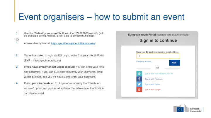 event organisers how to submit an event
