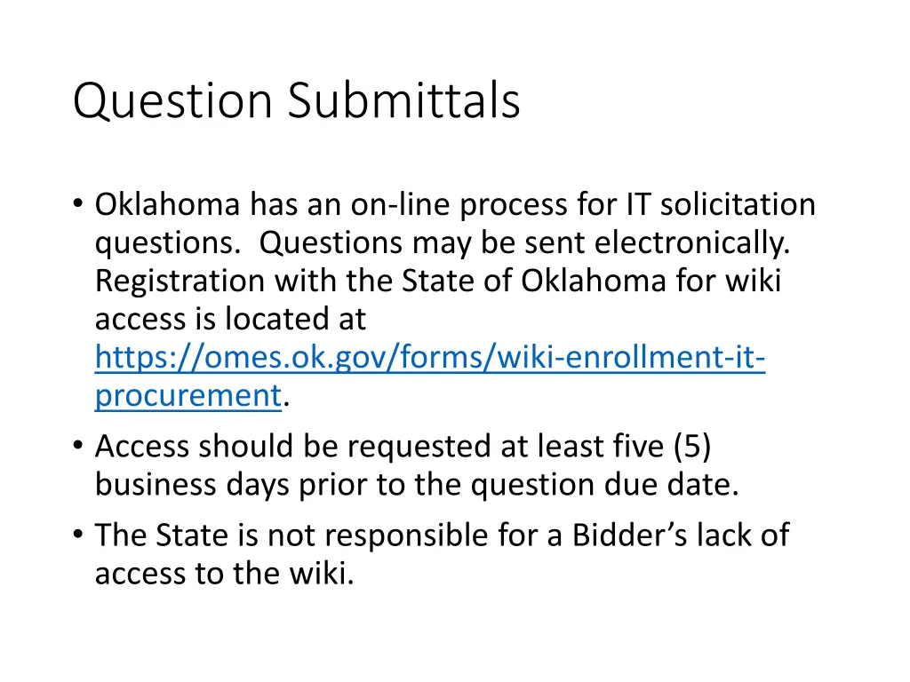 question submittals