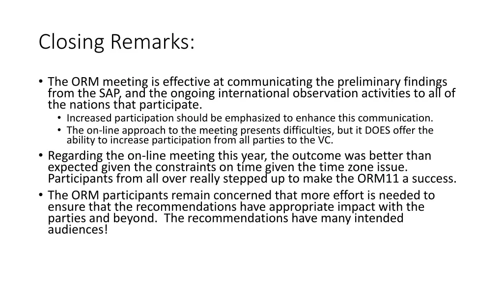 closing remarks