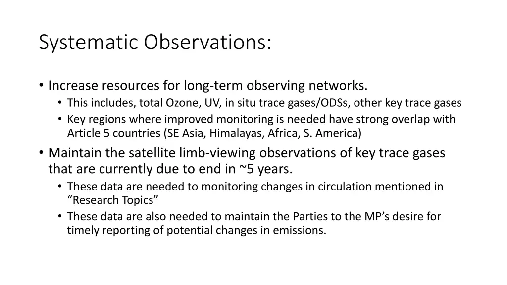 systematic observations