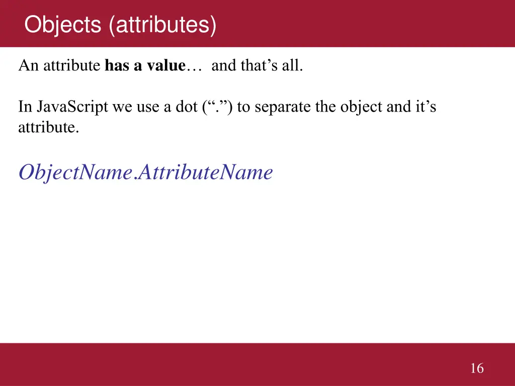 objects attributes