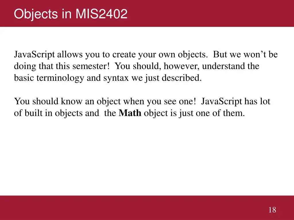 objects in mis2402