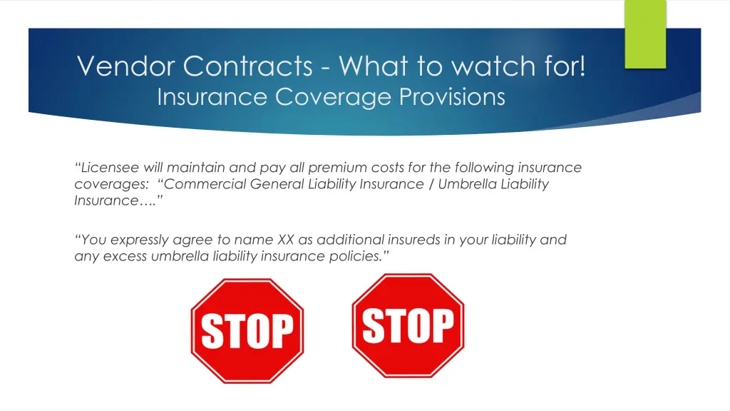 vendor contracts what to watch for insurance