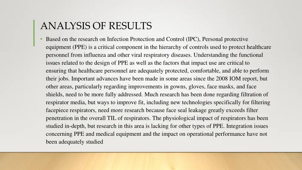 analysis of results