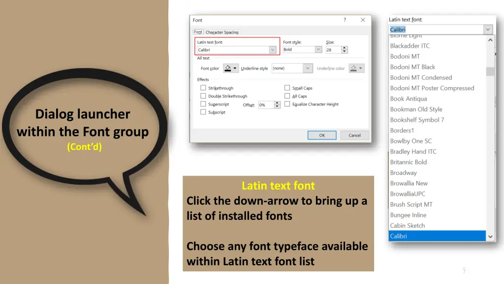 dialog launcher within the font group cont d