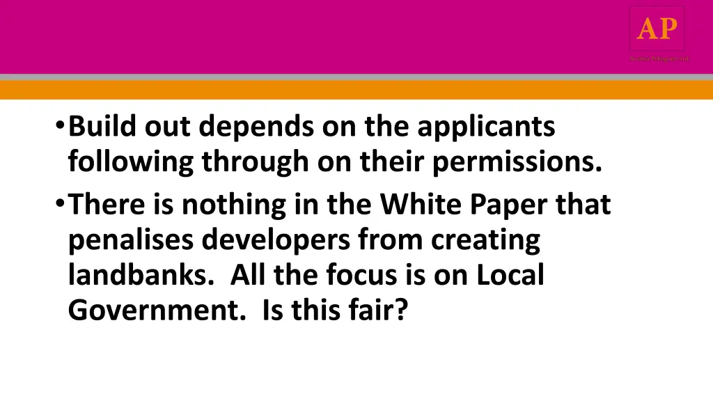 build out depends on the applicants following