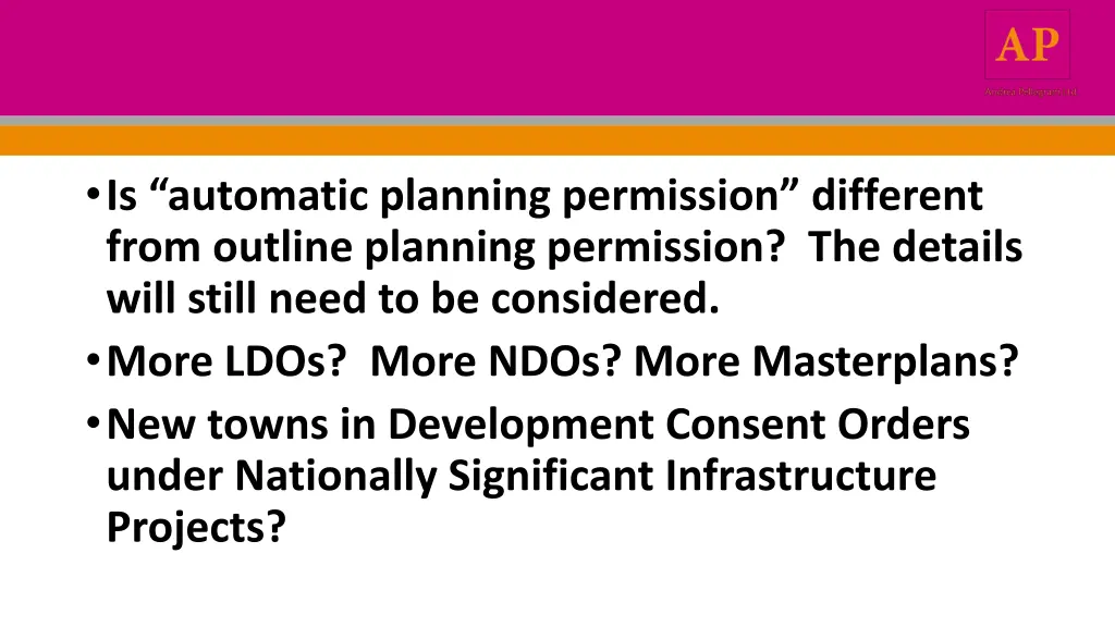 is automatic planning permission different from