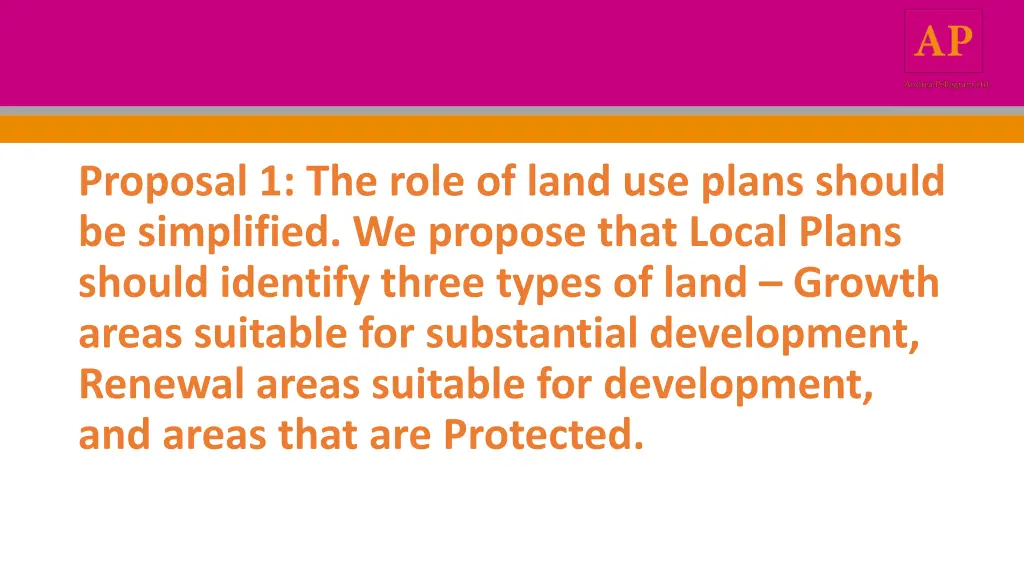 proposal 1 the role of land use plans should