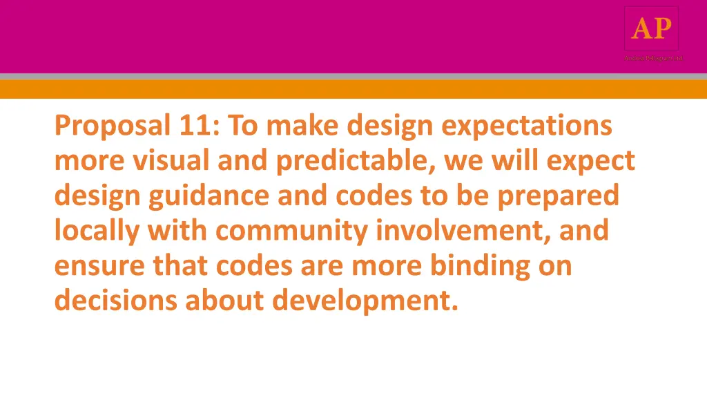 proposal 11 to make design expectations more