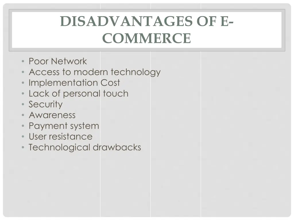 disadvantages of e commerce
