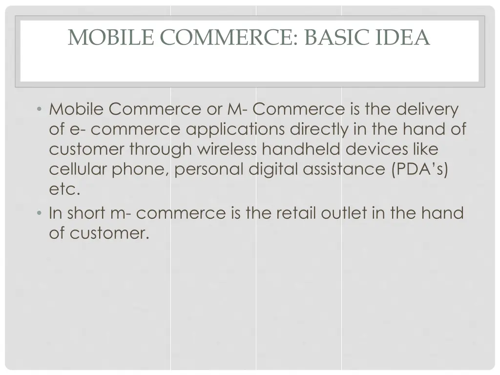 mobile commerce basic idea