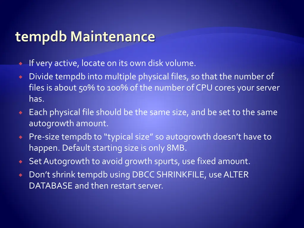 tempdb maintenance