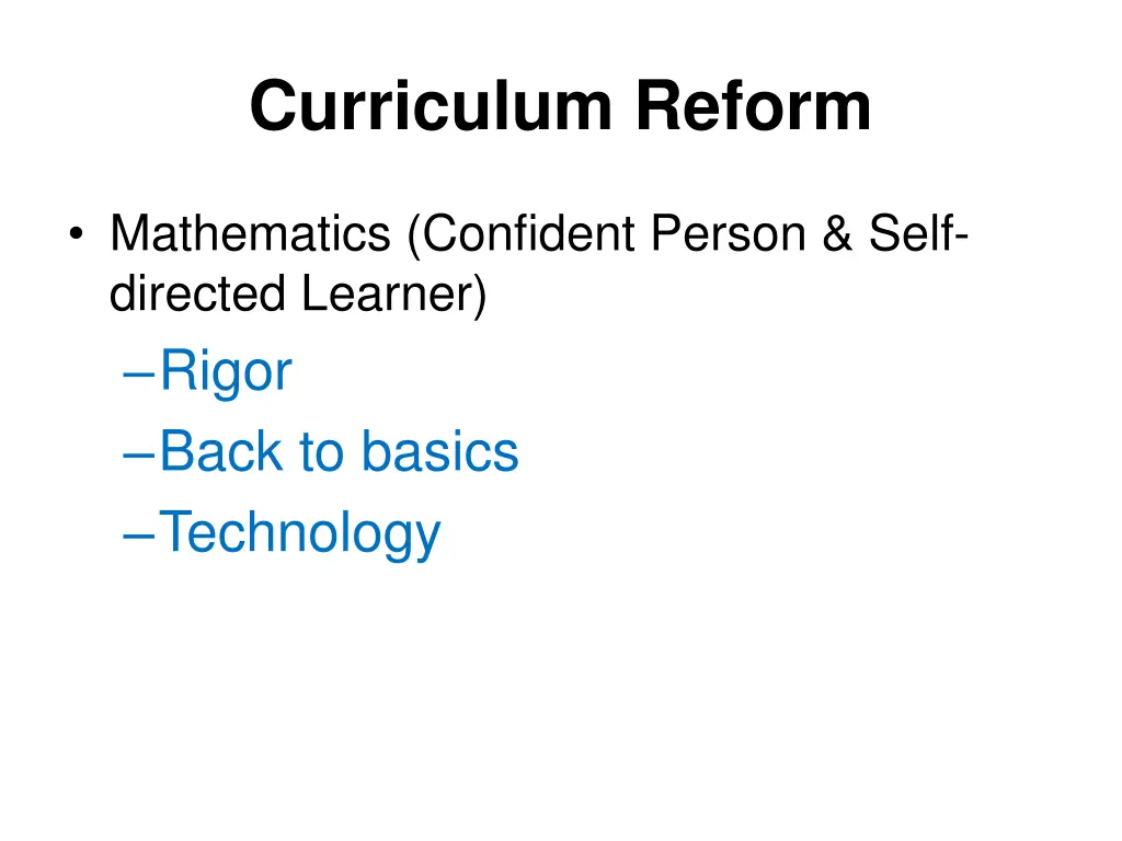 curriculum reform 2