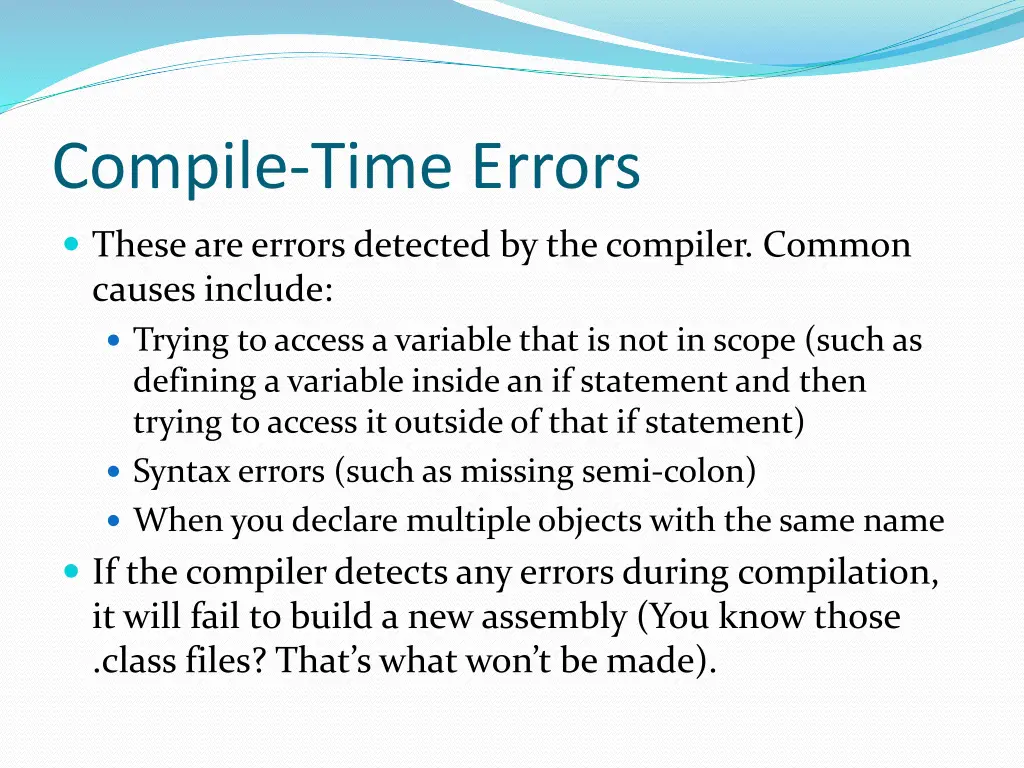 compile time errors