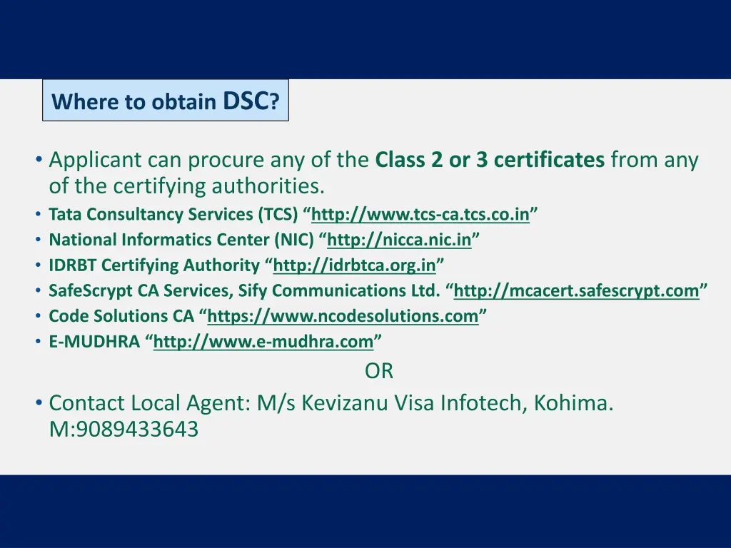 where to obtain dsc