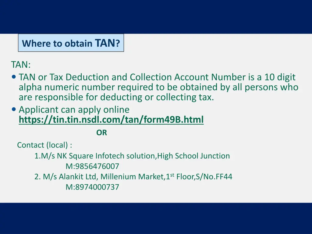 where to obtain tan
