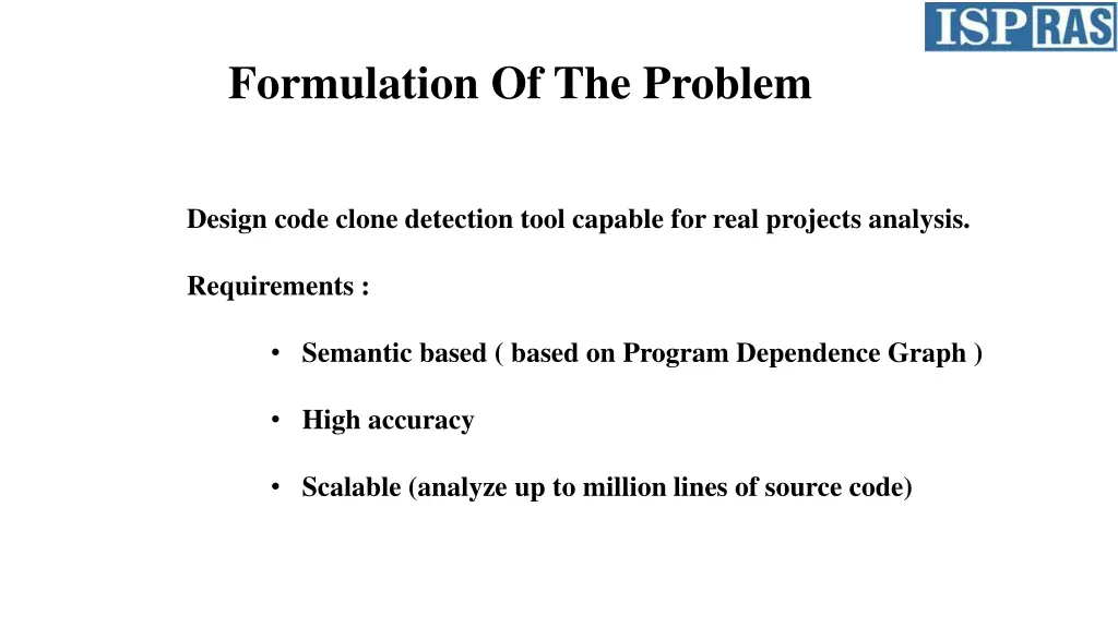 formulation of the problem