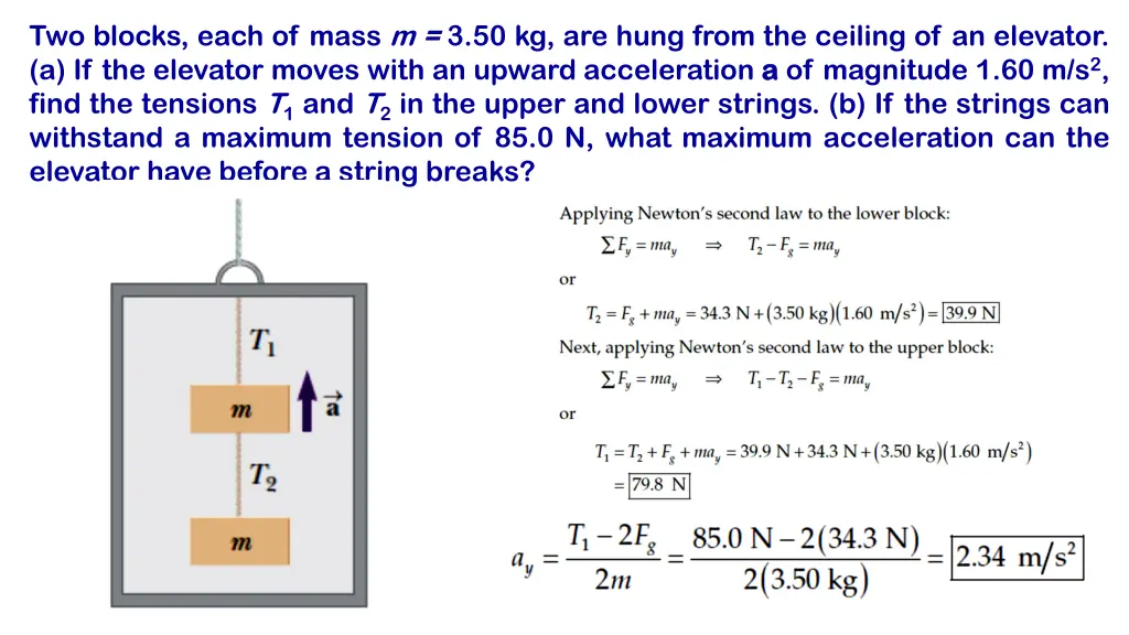 two blocks each of mass m 3 50 kg are hung from