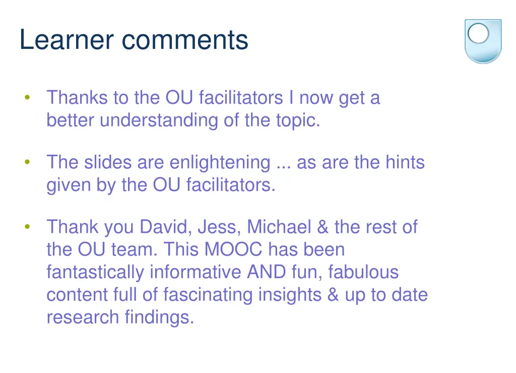 learner comments