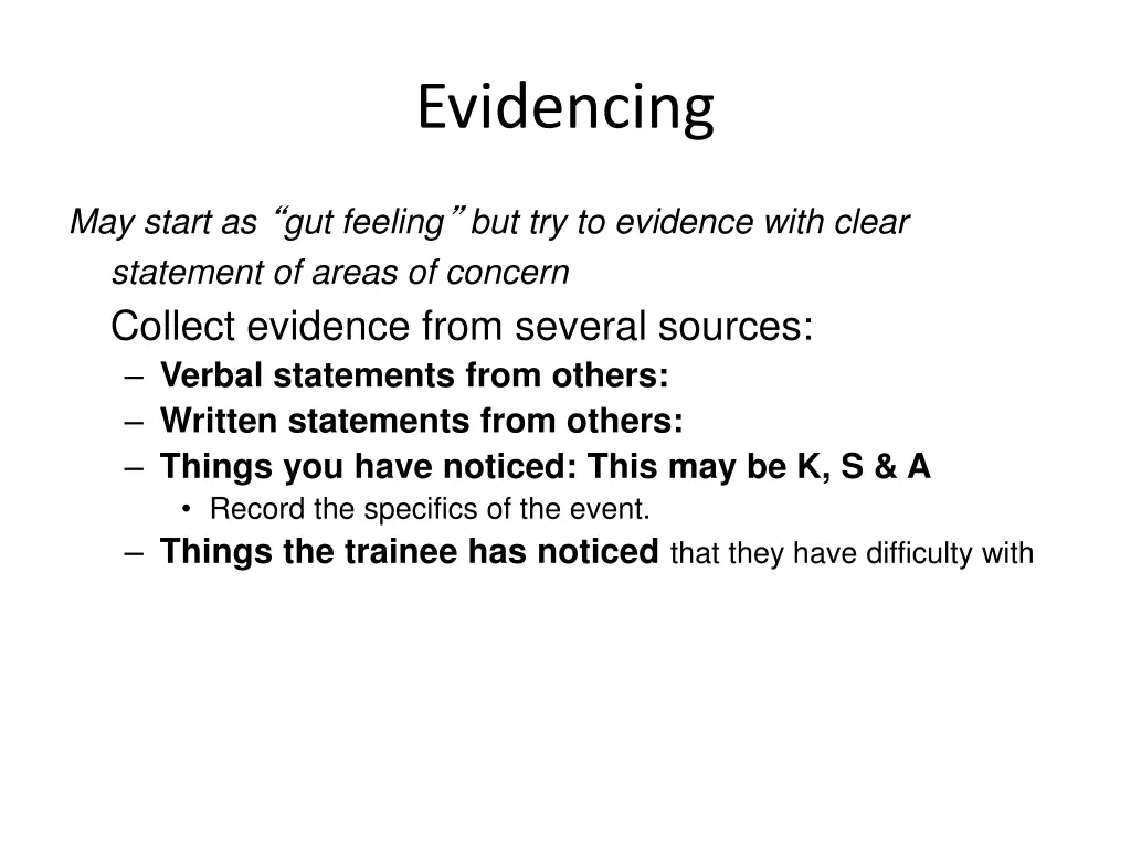 evidencing