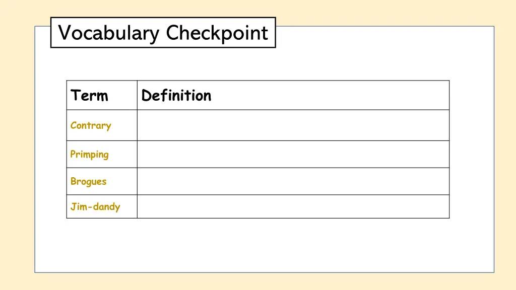 vocabulary checkpoint