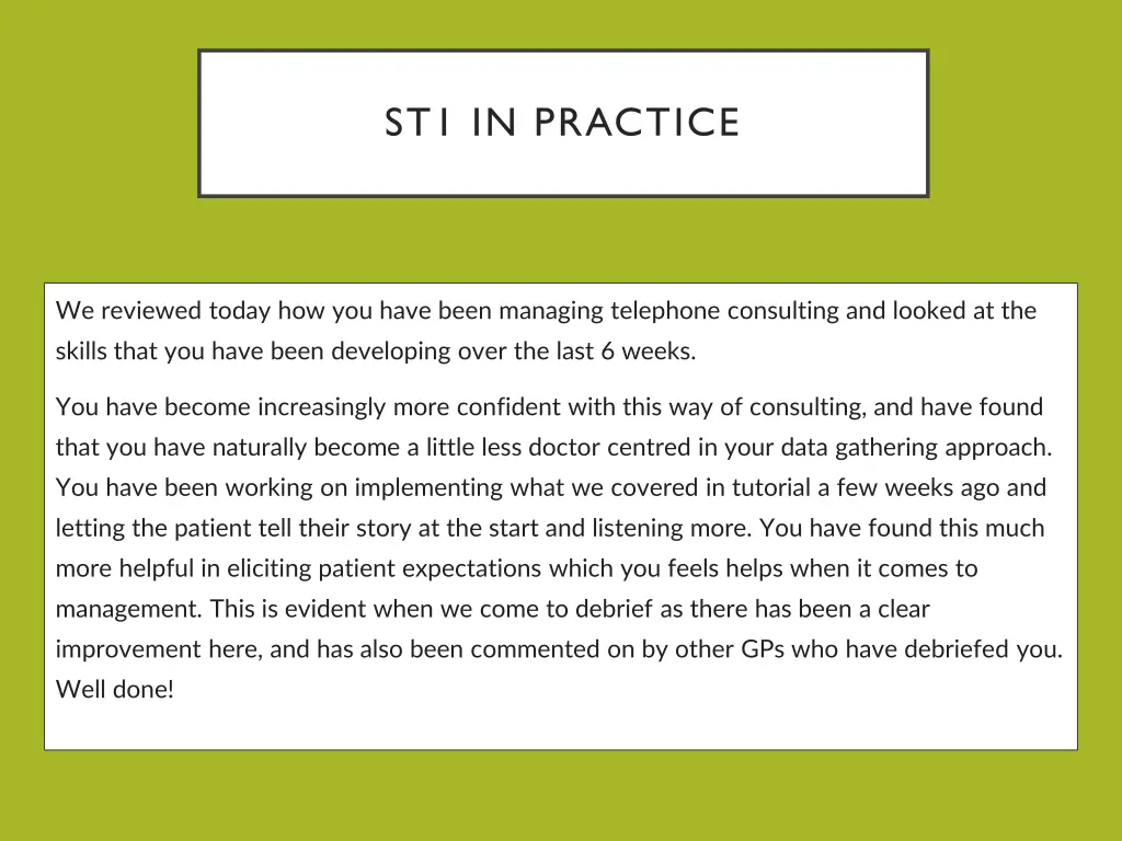 st1 in practice