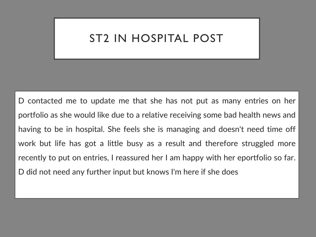 st2 in hospital post