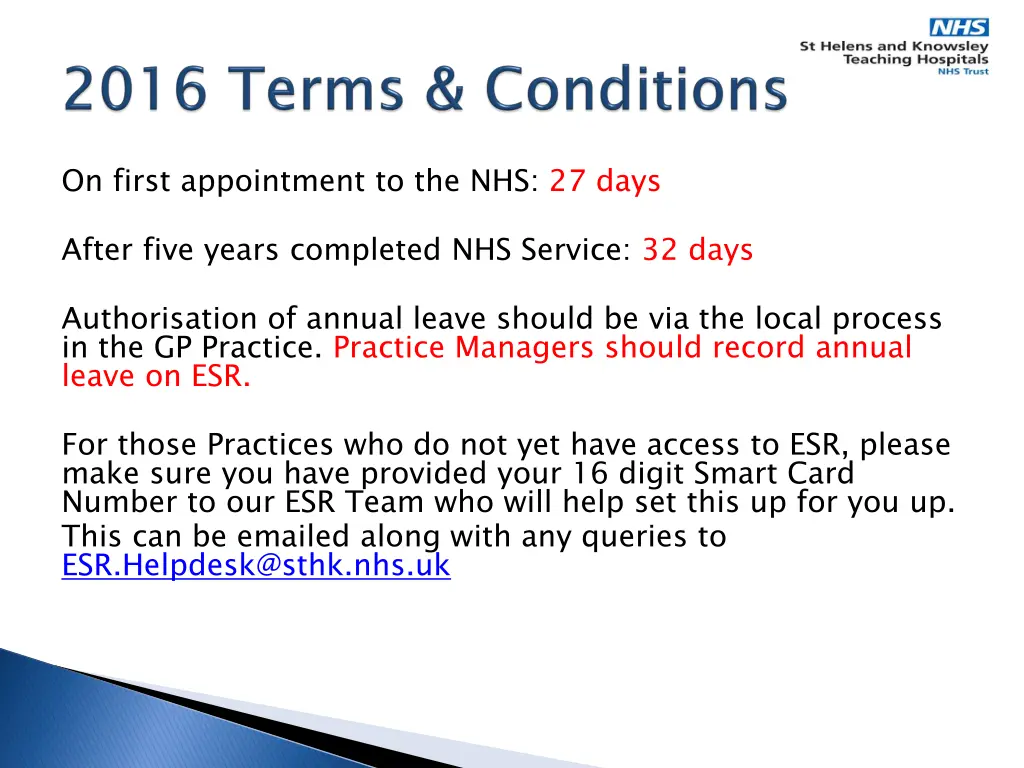 on first appointment to the nhs 27 days