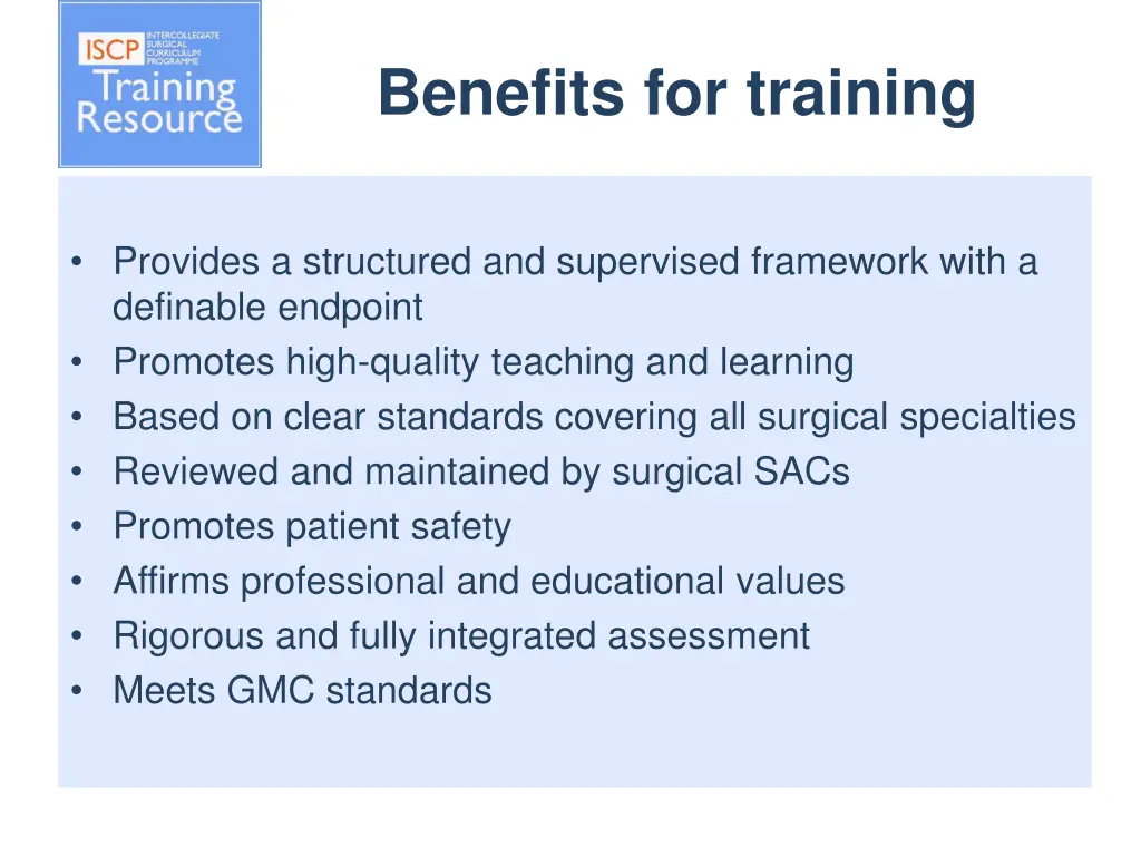 benefits for training