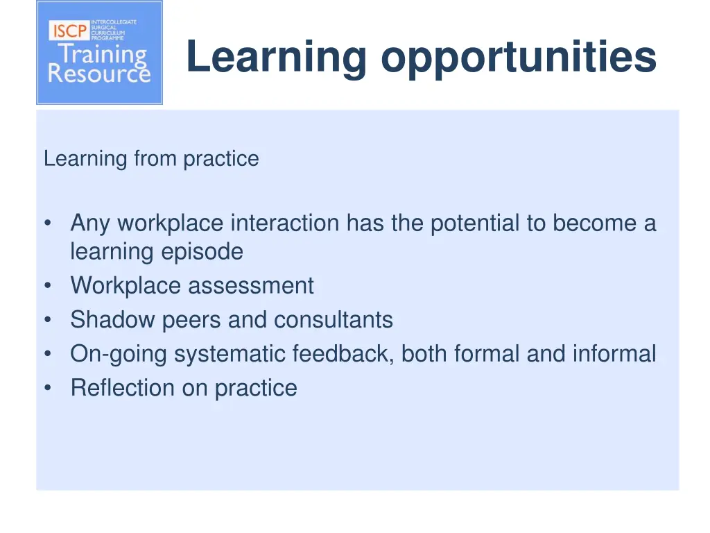 learning opportunities 1