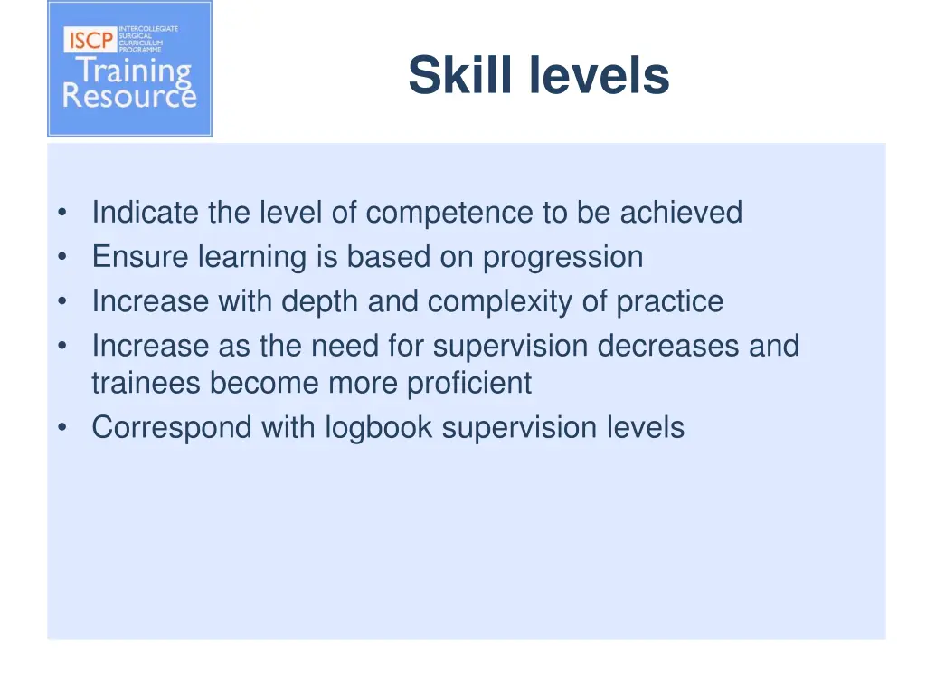 skill levels