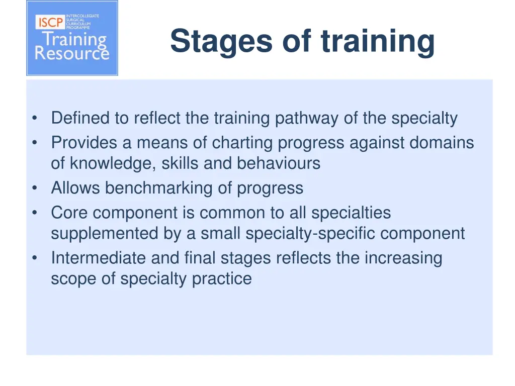 stages of training